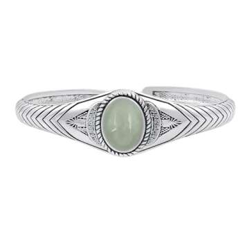 Natural Aquamarine Cuff Bracelets 925 Sterling Silver Overlay Vintage Boho Southwest Theme Jewelry For Men Women