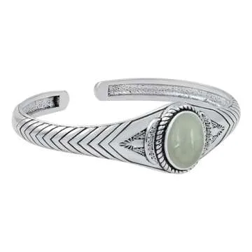 Natural Aquamarine Cuff Bracelet - Boho Vintage Jewelry