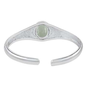 Natural Aquamarine Cuff Bracelets 925 Sterling Silver Overlay Vintage Boho Southwest Theme Jewelry For Men Women