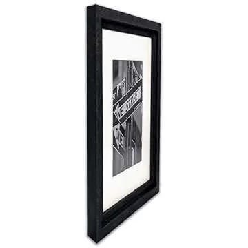 The Display Guys~ Luxury Made Affordable! 16”x20” Tempered Glass Photo Frame in Onyx Walnut Wood Finish Ridge Molding Elegant and Contemporary.