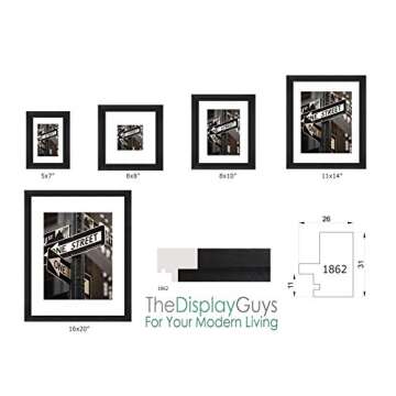 The Display Guys~ Luxury Made Affordable! 16”x20” Tempered Glass Photo Frame in Onyx Walnut Wood Finish Ridge Molding Elegant and Contemporary.
