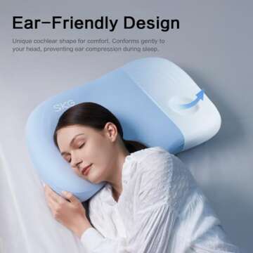 SKG Cooling Pillow with Cochlear Shape and Whale-Inspired Design for Back & Side Sleeper Night's Sle...