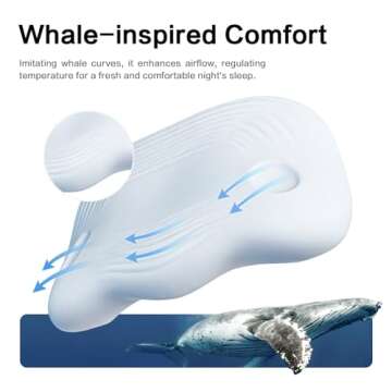 SKG Cooling Pillow with Cochlear Shape and Whale-Inspired Design for Back & Side Sleeper Night's Sleep, Soft and Breathable, Ergonomic Neck Pillow…