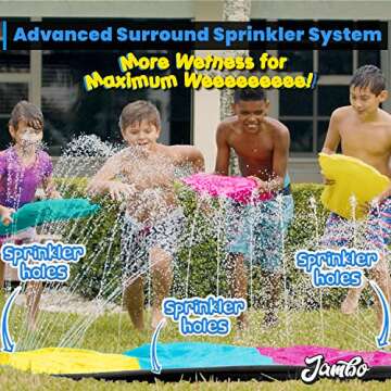 JAMBO 20Ft XL Premium 3 Lane Slip Splash and Slide with 3 Bodyboards, Heavy Duty Water Slide- Advanced 3-Way Water Sprinkler System, Backyard Waterslide Outdoor Water Toys n Slides for Kids Splash Pad