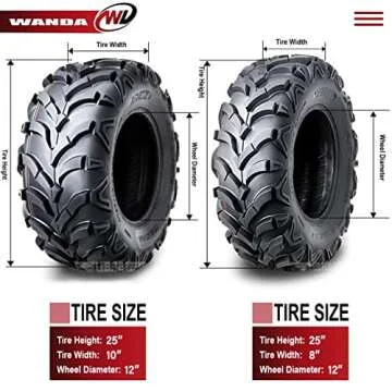WANDA ATV/UTV Tires Set 25X8-12 25X10-12 for Honda