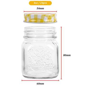 KAMOTA Mason Jars - 4 oz Colorful Glass Jars for Gifts