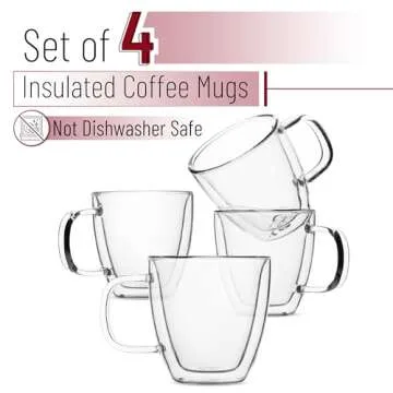 BTaT Espresso Cups - Set of 4 Clear Glass Coffee Mugs (5 oz, 150 ml)