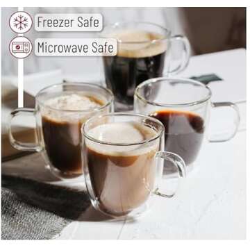 Elegant BTaT Espresso Coffee Cups Set of 4 Glass