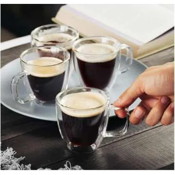 Elegant BTaT Espresso Coffee Cups Set of 4 Glass