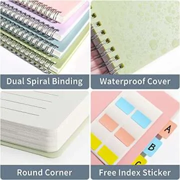 SUNEE 4 Pack Spiral Notebook - A5 Lined Journal Notebook 5.9 x 8.3 Inches 8mm Ruled 80 Sheets/160 Pages - Journals for Study and Notes (pink, blue, green, purple)