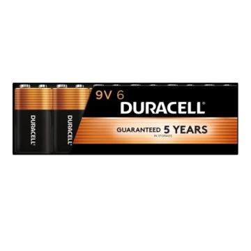 Duracell Coppertop 9V Battery, 6 Count Pack, Long-lasting Power for Household and Office Devices