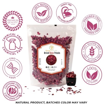 Cure wid Pure Edible Rose Petals 4 oz for Desserts & Skincare