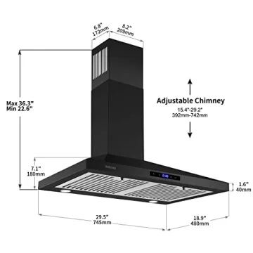 SNDOAS 30-Inch Black Wall Mounted Range Hood