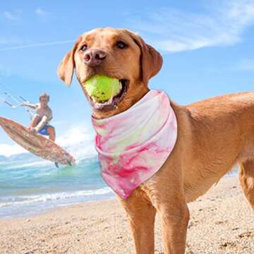 cyeollo 2 Pack Dog Cooling Bandanas Pink Stripe Chill Out Pet Cooling Bandana Summer Breathable Dogg...