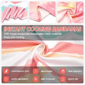 cyeollo 2 Pack Dog Cooling Bandanas Pink Stripe Chill Out Pet Cooling Bandana Summer Breathable Doggie Scarf for Small Medium Large Dogs