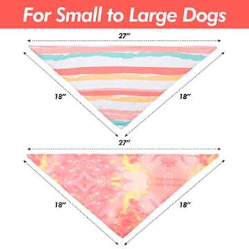 cyeollo 2 Pack Dog Cooling Bandanas Pink Stripe Chill Out Pet Cooling Bandana Summer Breathable Doggie Scarf for Small Medium Large Dogs