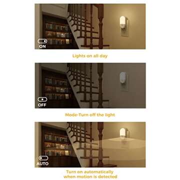 L LOHAS LED Motion Sensor Night Light, 2Pack, Motion Activated Night Light, Night Lights Plug into Wall Motion Sensor, 3000K Warm White, Adjustable Brightness 30/60LM, for Kids Adults Bathroom Bedroom