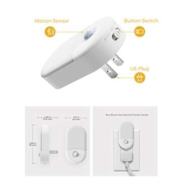 L LOHAS LED Motion Sensor Night Light, 2Pack, Motion Activated Night Light, Night Lights Plug into Wall Motion Sensor, 3000K Warm White, Adjustable Brightness 30/60LM, for Kids Adults Bathroom Bedroom