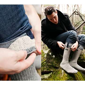 People Socks Thick 4pairs merino wool mens socks CharcoalX 2pairs, Navy X 1pair, Brown X1pair Large