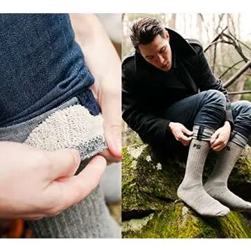 People Socks Thick 4pairs merino wool mens socks CharcoalX 2pairs, Navy X 1pair, Brown X1pair Large