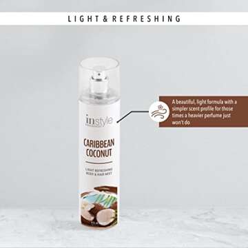 Instyle Caribbean Coconut Body & Hair Mist | Vegan | 8 Fl Oz