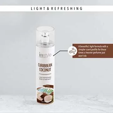 Instyle Caribbean Coconut Body & Hair Mist | Vegan | 8 Fl Oz