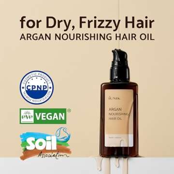 IUNIK Argan 3.9% Hair Oil Serum Nourishing for Dry and Damaged Hair - Anti Frizz Lightweight Hair Tr...
