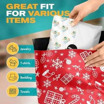 Shop4Mailers 10 x 13 Red Christmas Gift Cluster Ornaments Santa Hat Winter Holiday Poly Mailer Bags Waterproof Shipping Mailing Envelopes 2 Mil – Permanent Adhesive Seal (100 Pack, Xmas Gift)