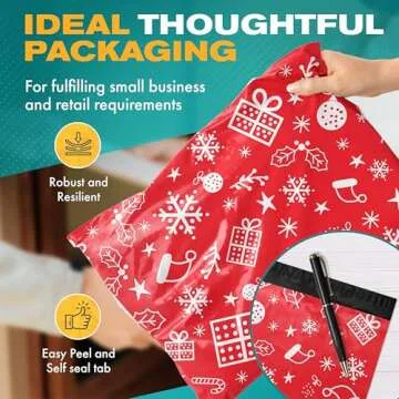 Shop4Mailers 10 x 13 Red Christmas Gift Cluster Ornaments Santa Hat Winter Holiday Poly Mailer Bags Waterproof Shipping Mailing Envelopes 2 Mil – Permanent Adhesive Seal (100 Pack, Xmas Gift)