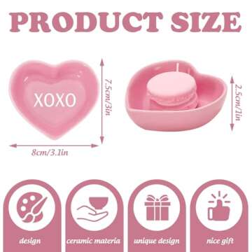 JarThenaAMCS 4Pcs Valentine's Day Heart Shaped Ceramic Bowls Conversation Heart Dish Plates Colorful...