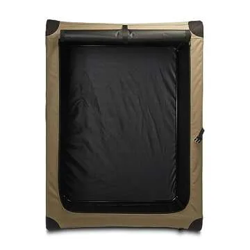 Amazon Basics Dog Crate, Travel Dog Kennel Double Door Collapsible, Lightweight Soft-Sided Folding, Portable Dog Cage, XL 42" x 31" x 31", Tan