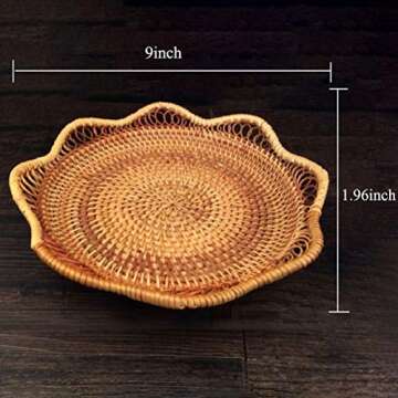 Small Handmade Woven Food Serving Display Storage Basket Basket Fruit Candy Cake Bread Basket Or Storage for Keys, Cell phone, Wallet