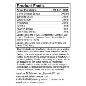 American BioSciences DGP All-Natural Joint Supplement for Dog Hip & Joint Support with Turmeric, Bos...