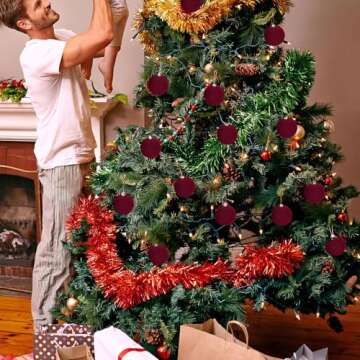 12 Pcs Velvet Christmas Balls, 2.36 Inch Flocked Christmas Tree Ball Hanging Ornaments, Christmas Ve...