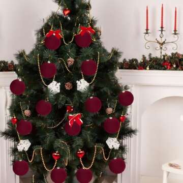 Elegant 12 Pcs Velvet Christmas Balls Hanging Ornaments