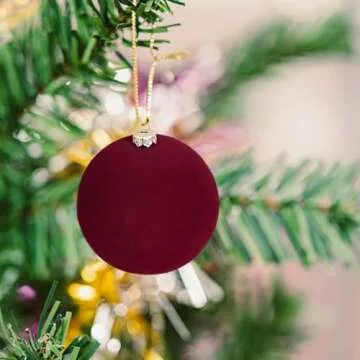 Elegant 12 Pcs Velvet Christmas Balls Hanging Ornaments