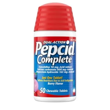 Pepcid Complete Chewable Acid Reducer Antacid - Berry Flavor, 50 ct