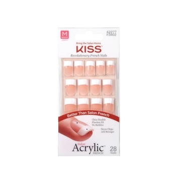 KISS Salon Acrylic French Nail Kit - Sugar Rush, Long-Lasting & Durable