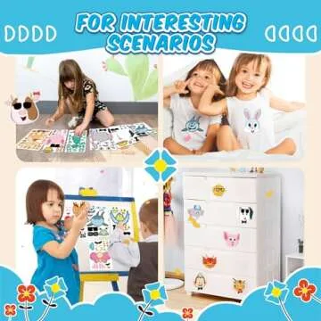 sinceroduct Make a Face Stickers for Kids, 60 PCS Multicolor Animal Decals, Paper Surface, Reusable, for Party Favors, Gifts, Rewards, Art Craft