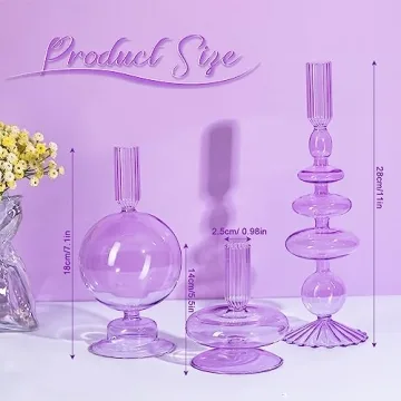 Elegant Glass Taper Candle Holders Set for Home Decor