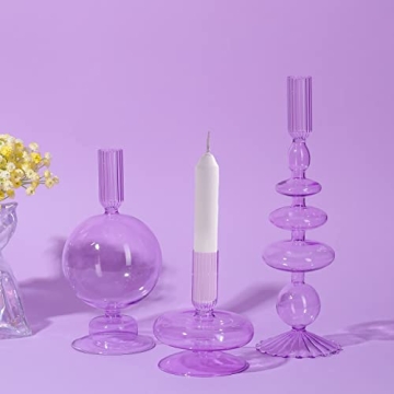 Elegant Glass Taper Candle Holders Set for Home Decor