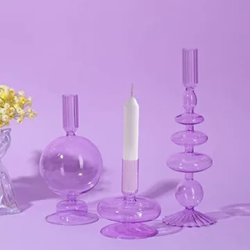 Elegant Glass Taper Candle Holders Set for Home Decor