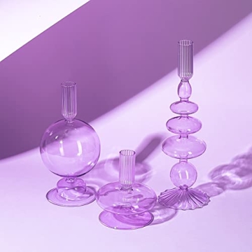 Elegant Glass Taper Candle Holders Set for Home Decor