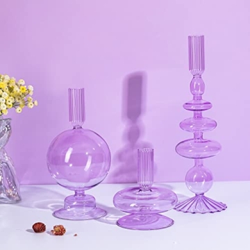 Elegant Glass Taper Candle Holders Set for Home Decor