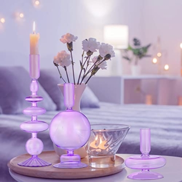 Elegant Glass Taper Candle Holders Set for Home Decor