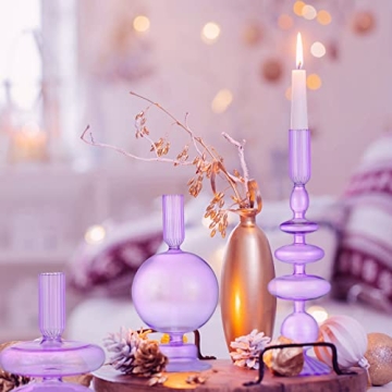 Elegant Glass Taper Candle Holders Set for Home Decor