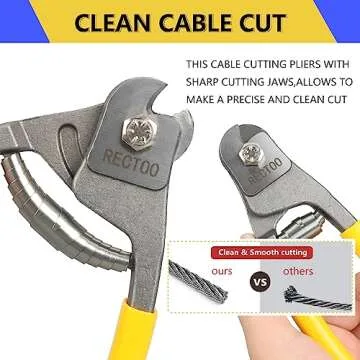 RECTOO Cable Wire Cutters (RT02), Forged from Heavy Duty Stainless Steel metal, 8 Inch small Wire Rope Cutter Tool upto 1/4" for stainless steel wire rope, bike brake cable, railing cable