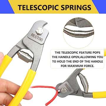 RECTOO Cable Wire Cutters (RT02), Forged from Heavy Duty Stainless Steel metal, 8 Inch small Wire Rope Cutter Tool upto 1/4" for stainless steel wire rope, bike brake cable, railing cable