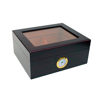 Maypes Desktop Humidor w/Hygrometer – Holds 25-50 Cigars – Perfect for Aficionados