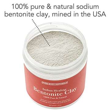 Pure Body Naturals Bentonite Clay Powder for DIY Detox Body & Face Mask, Pure Indian Healing Clay fo...